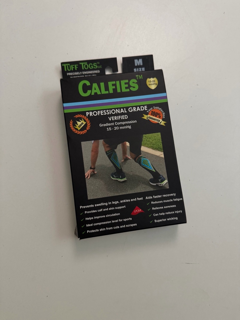 Tuff Togs Calfies Gradient Compression Extra Wide Cuff Black Medium 15-20mm